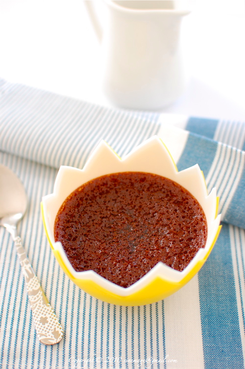 Chocolate custard in egg shell